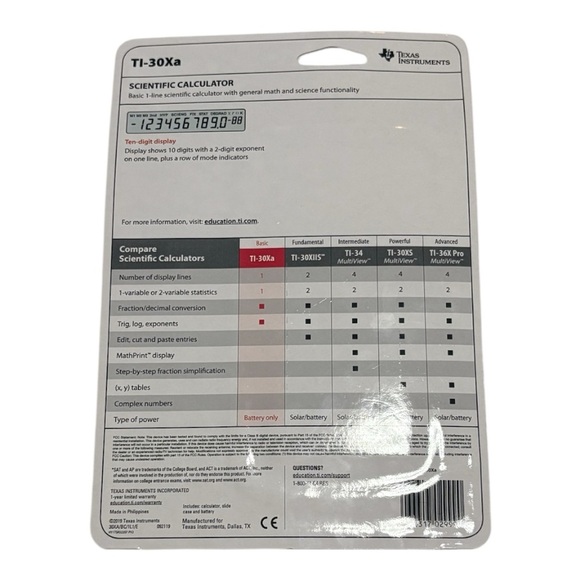 Texas Instruments TI-30Xa Scientific Calculator - Black/Grey - Picture 2 of 2